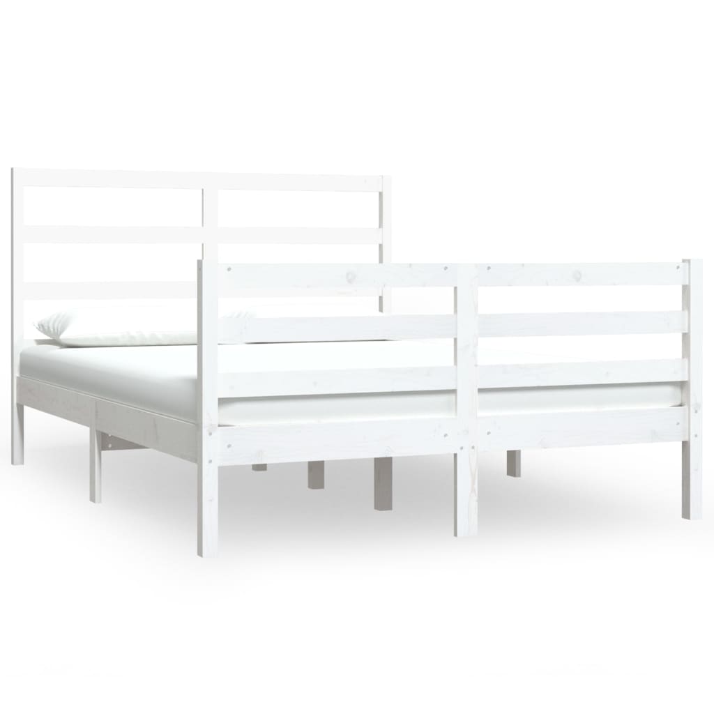 Bedframe Massief Grenenhout Wit 135X190 Cm 4Ft6 Double