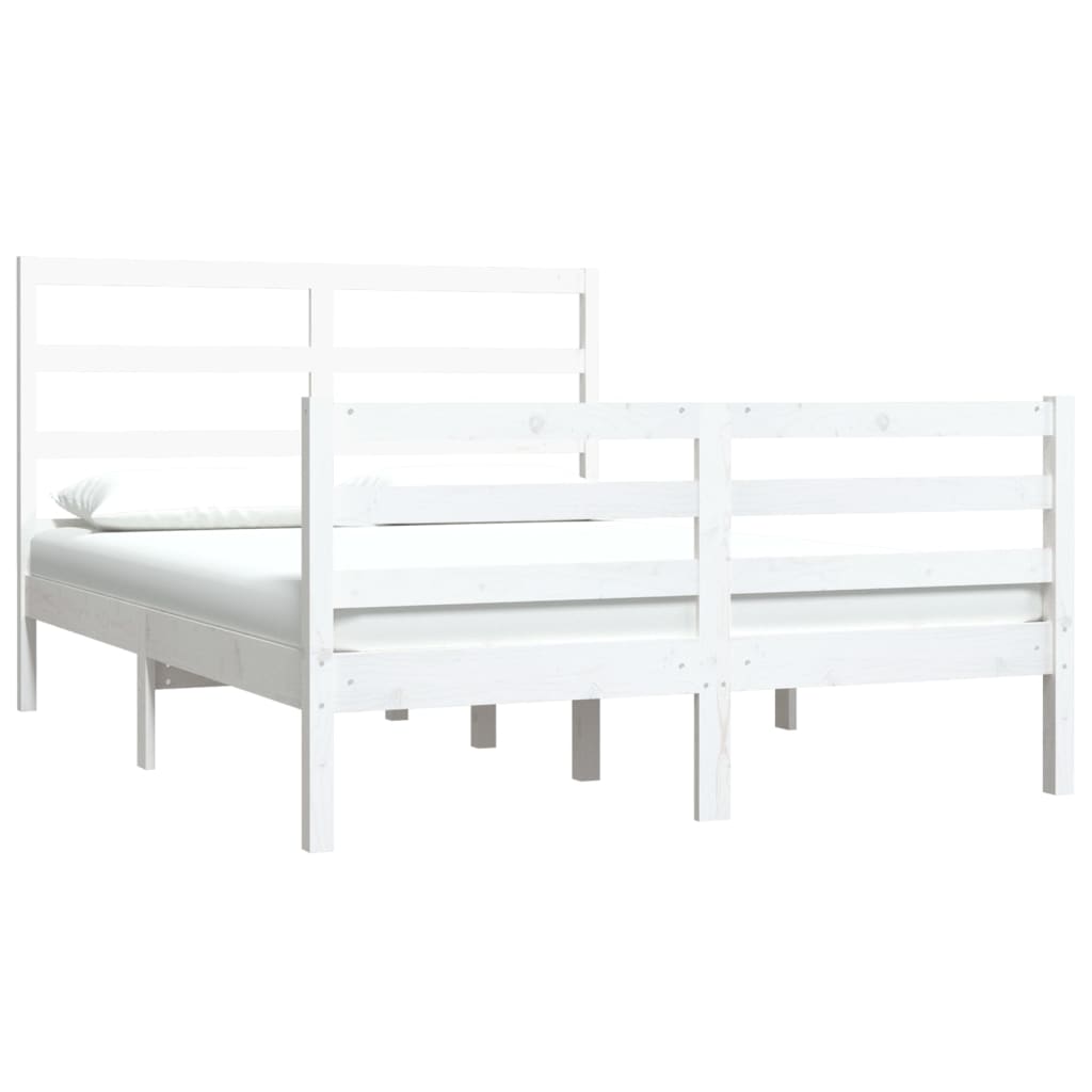 Bedframe Massief Grenenhout Wit 135X190 Cm 4Ft6 Double