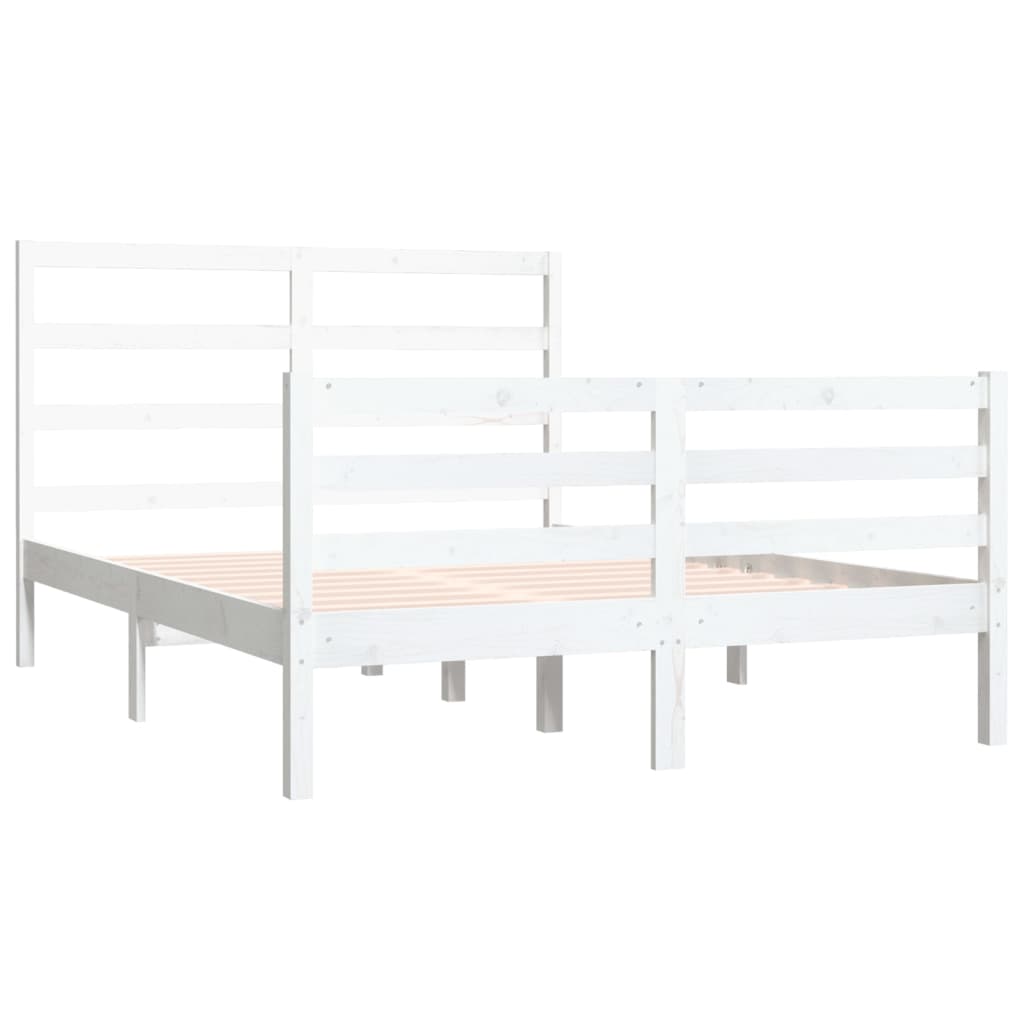 Bedframe Massief Grenenhout Wit 135X190 Cm 4Ft6 Double