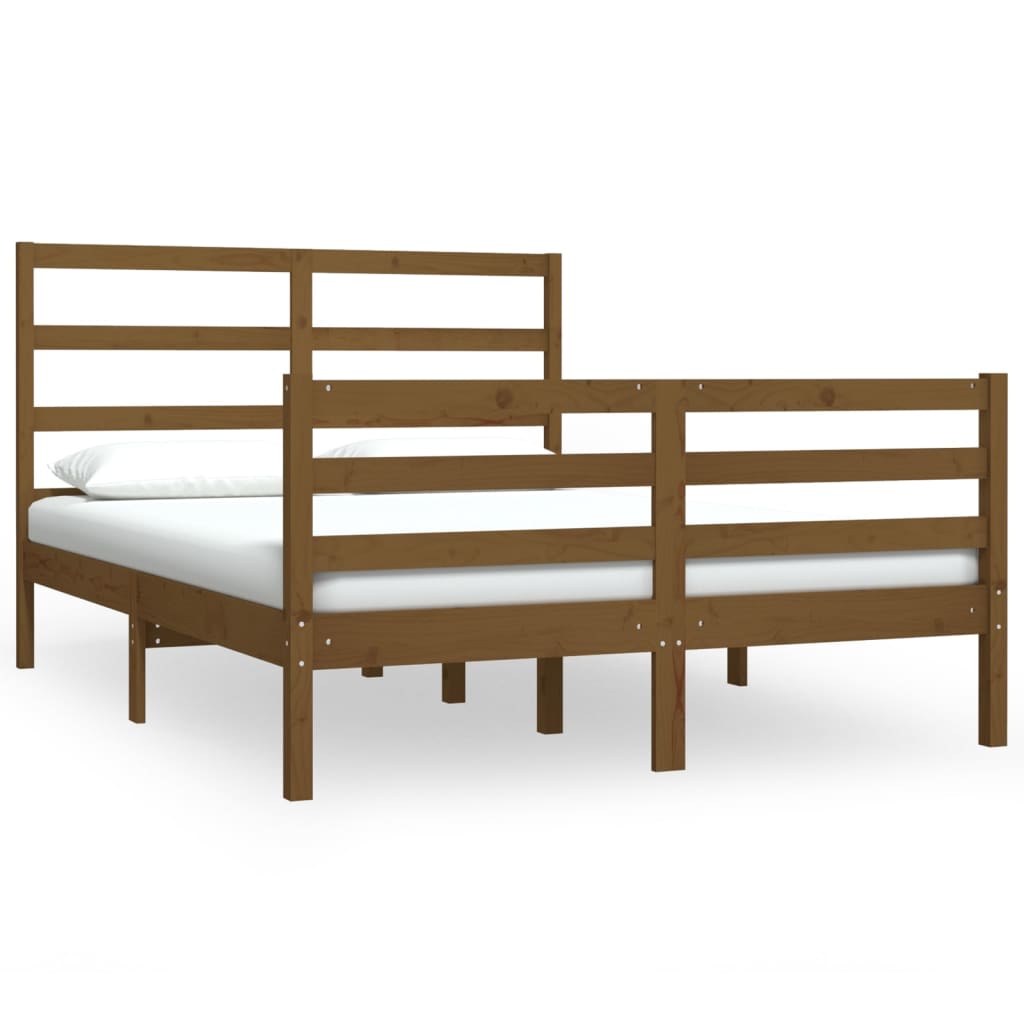 Bedframe Massief Grenenhout Honingbruin 135X190 Cm 4Ft6 Double