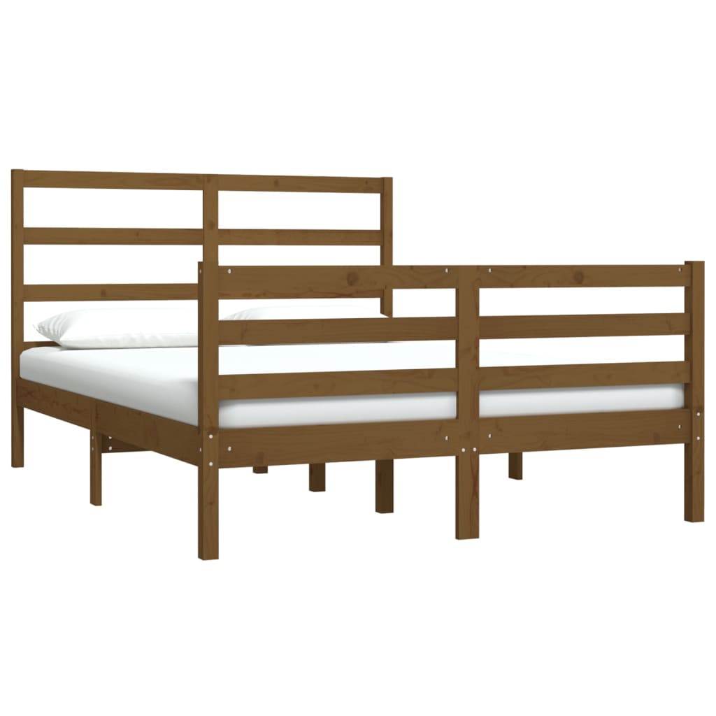Bedframe Massief Grenenhout Honingbruin 135X190 Cm 4Ft6 Double