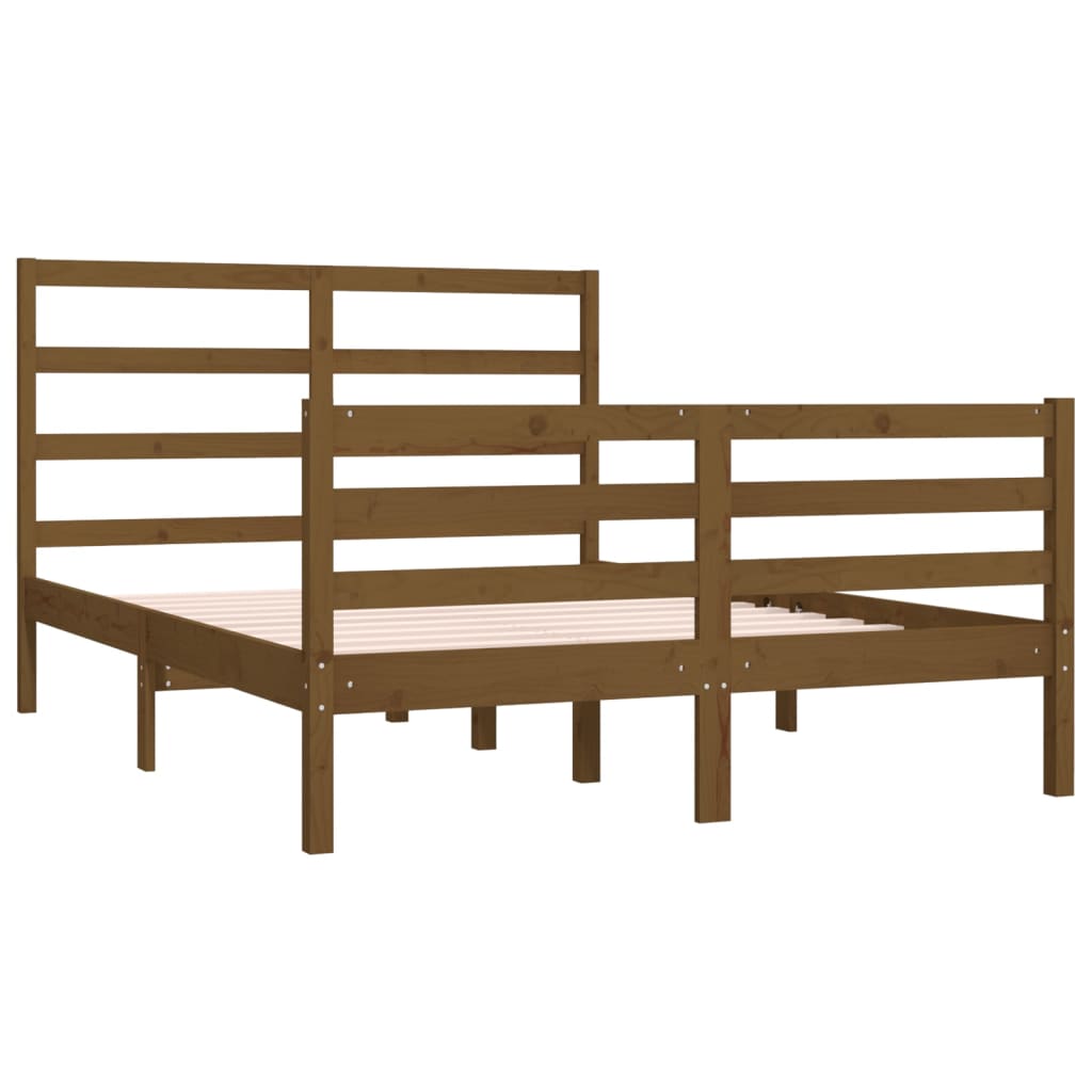 Bedframe Massief Grenenhout Honingbruin 135X190 Cm 4Ft6 Double