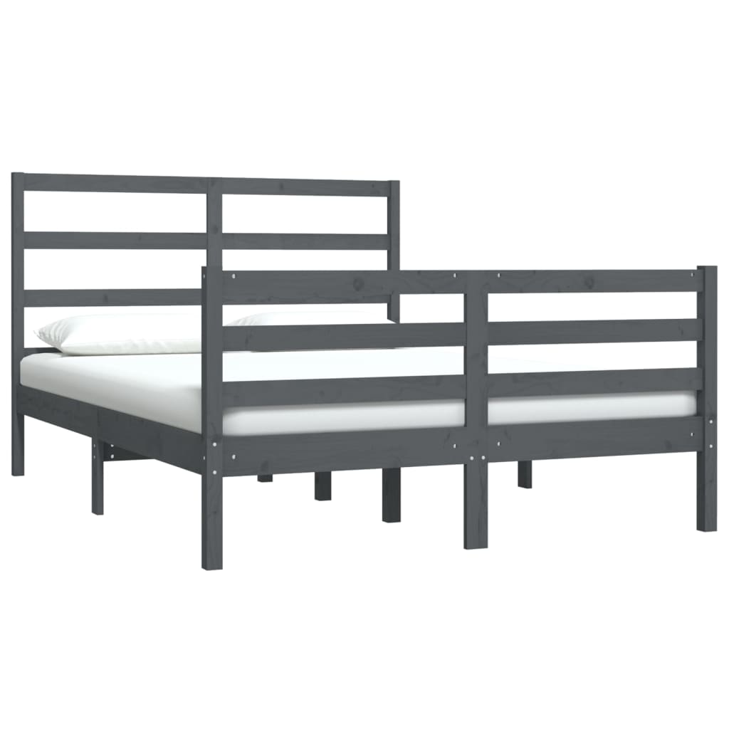 Bedframe Massief Grenenhout Grijs 140X190 Cm
