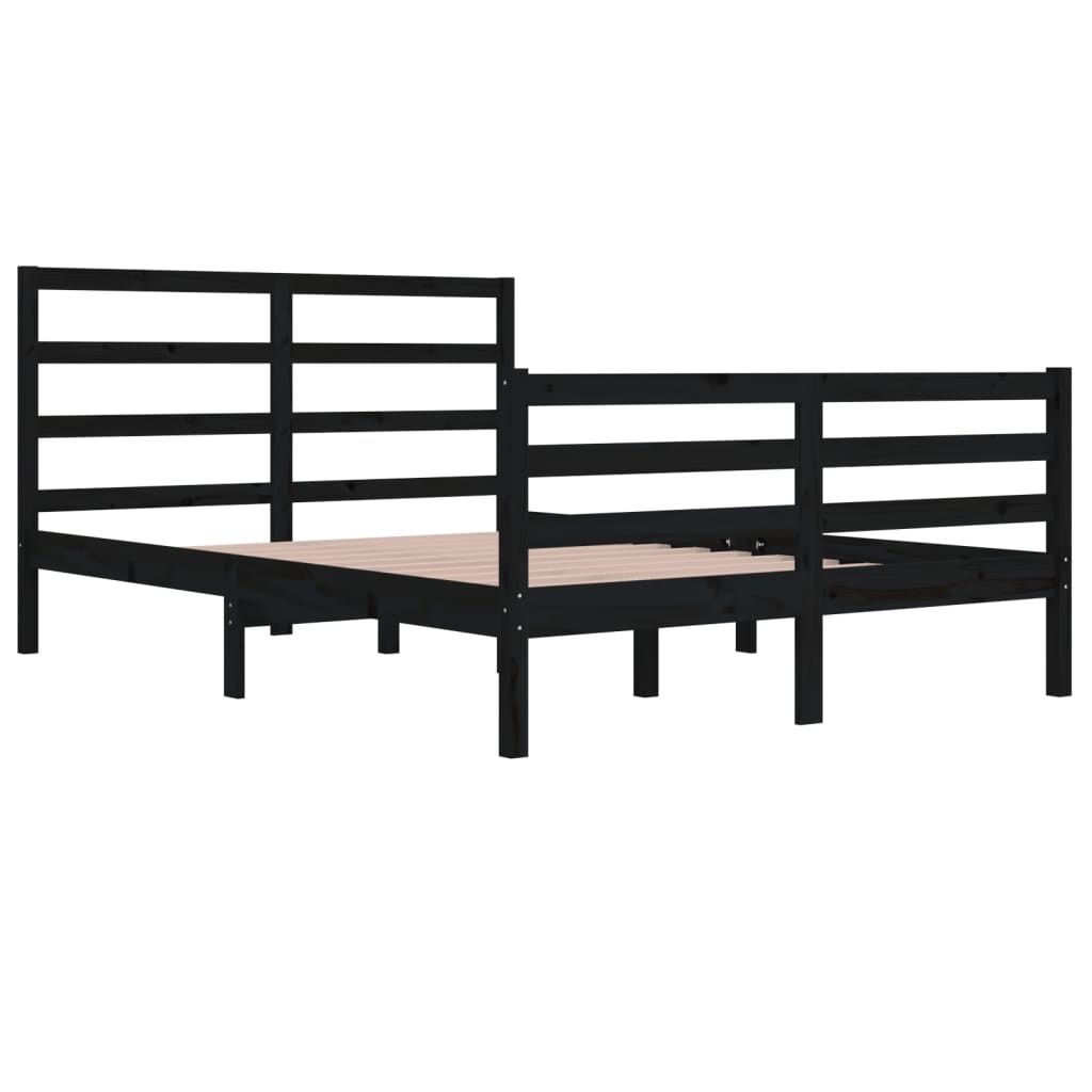 Bedframe Massief Grenenhout Zwart 140X200 Cm