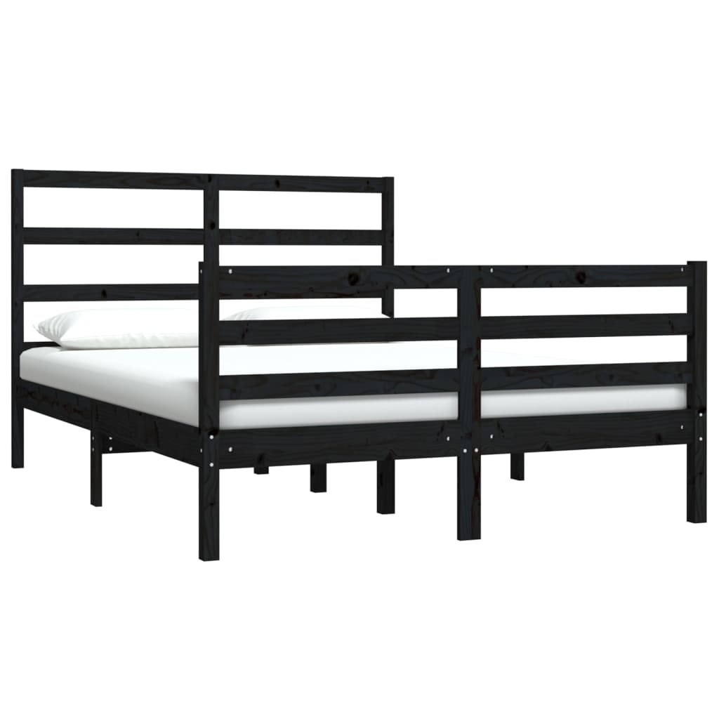 Bedframe Massief Grenenhout Zwart 150X200 Cm 5Ft King Size
