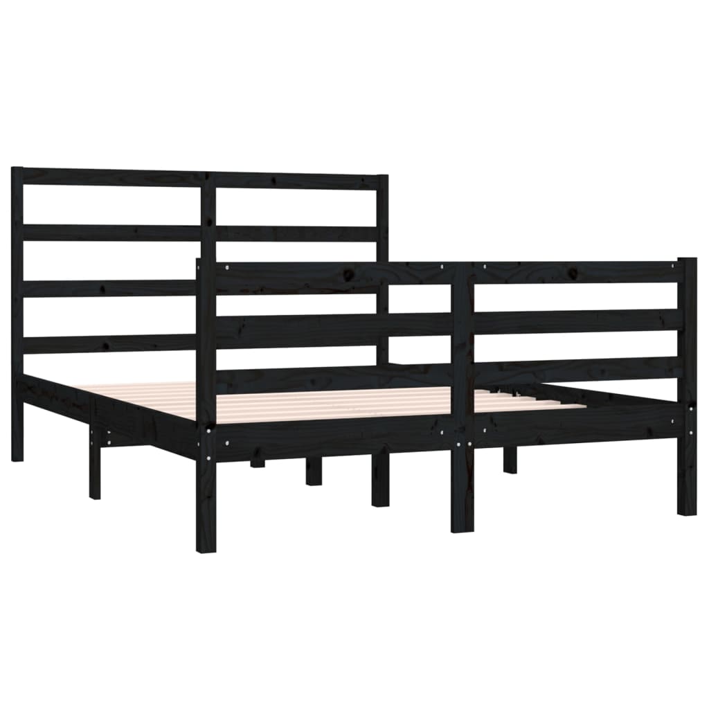 Bedframe Massief Grenenhout Zwart 150X200 Cm 5Ft King Size