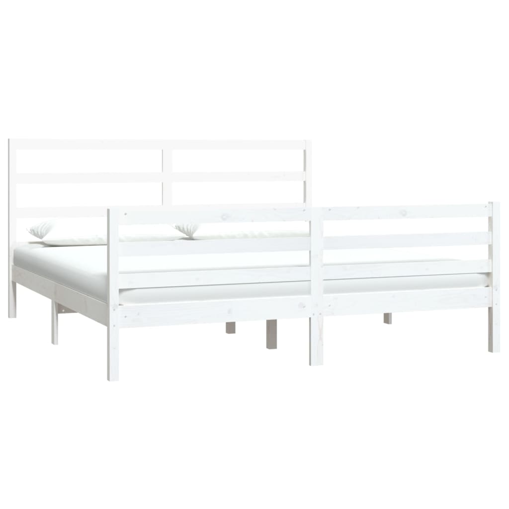 Bedframe Massief Grenenhout Wit 180X200 Cm 6Ft Super King
