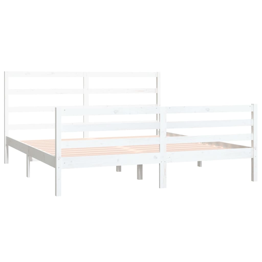 Bedframe Massief Grenenhout Wit 180X200 Cm 6Ft Super King
