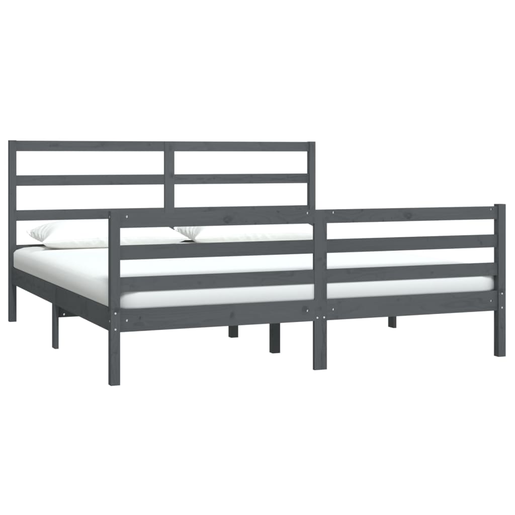 Bedframe Massief Grenenhout Grijs 180X200 Cm 6Ft Super King