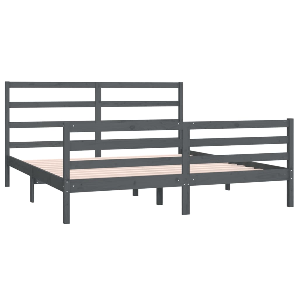 Bedframe Massief Grenenhout Grijs 180X200 Cm 6Ft Super King