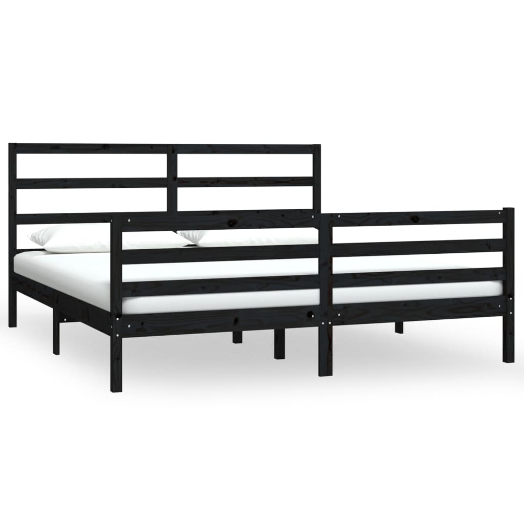 Bedframe Massief Grenenhout Zwart 180X200 Cm 6Ft Super King