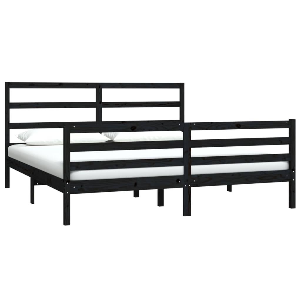 Bedframe Massief Grenenhout Zwart 180X200 Cm 6Ft Super King