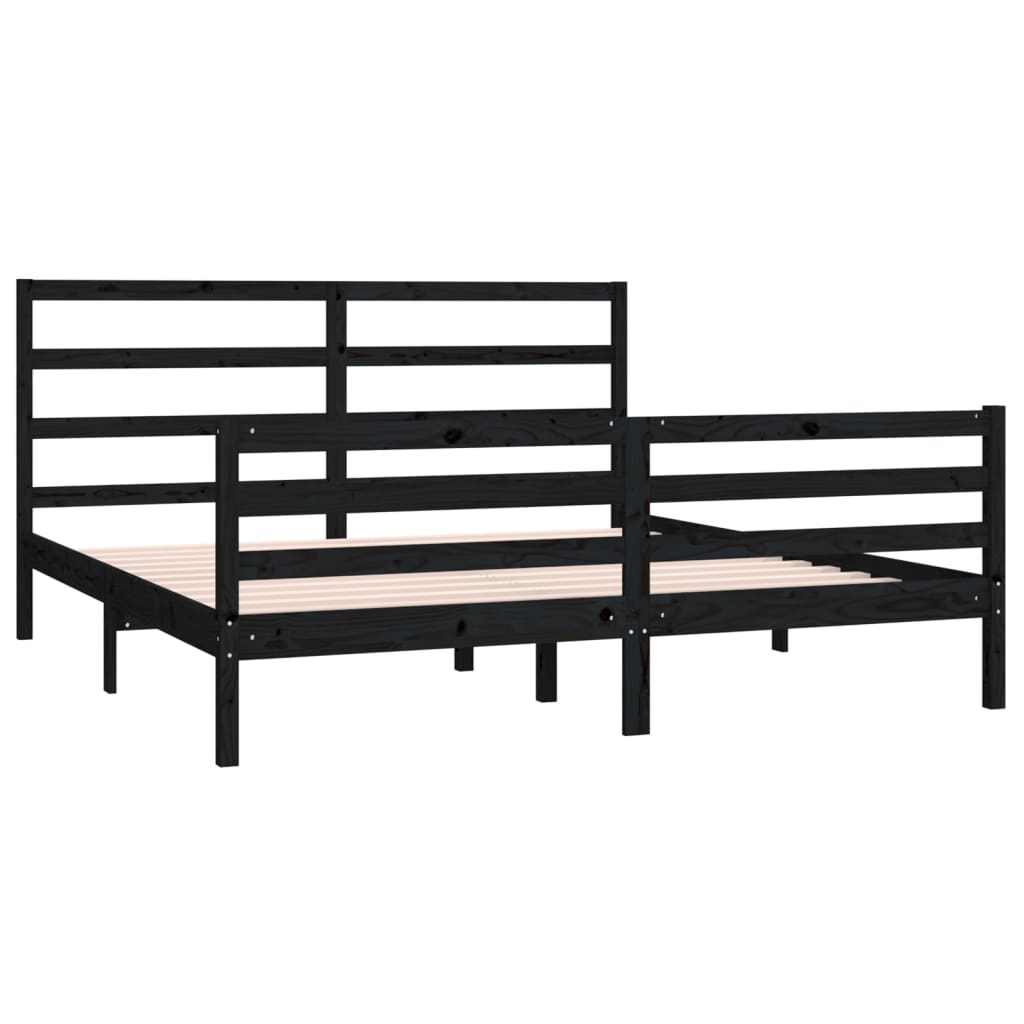 Bedframe Massief Grenenhout Zwart 180X200 Cm 6Ft Super King