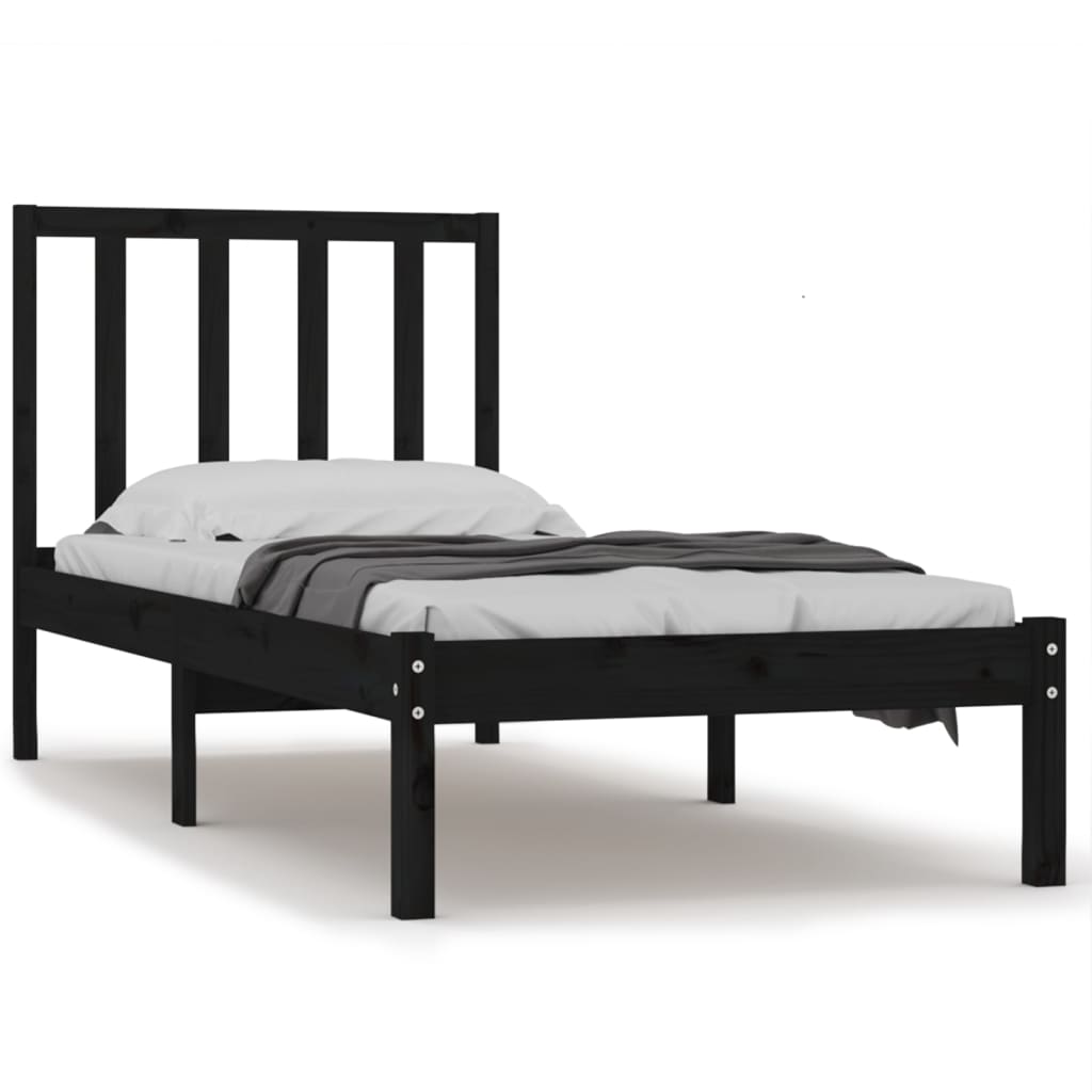 Bedframe Massief Grenenhout Zwart 90X190 Cm 3Ft Single