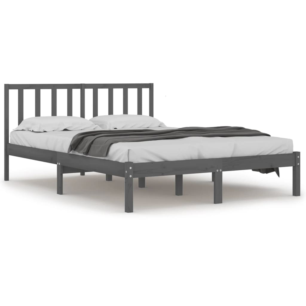 Bedframe Massief Grenenhout Grijs 120X190 Cm 4Ft Small Double