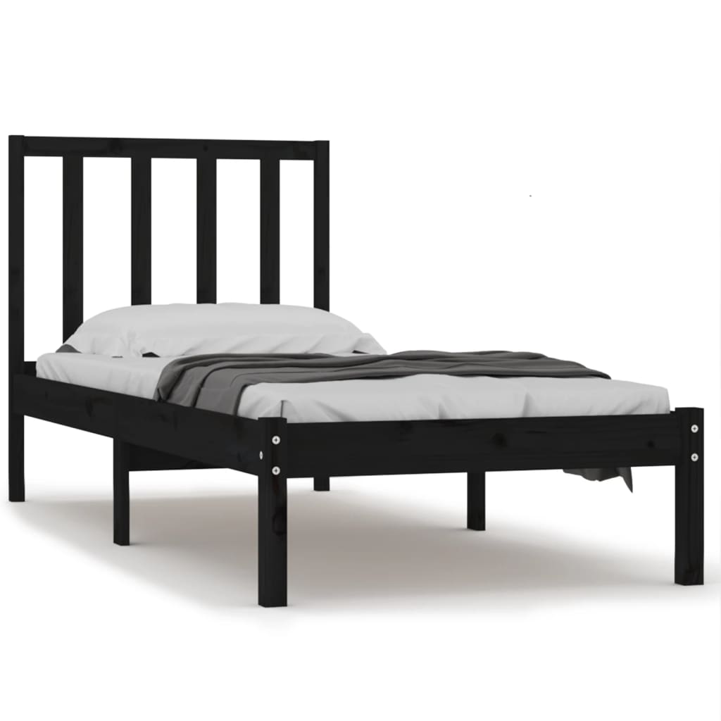 Bedframe Massief Grenenhout Zwart 90X200 Cm