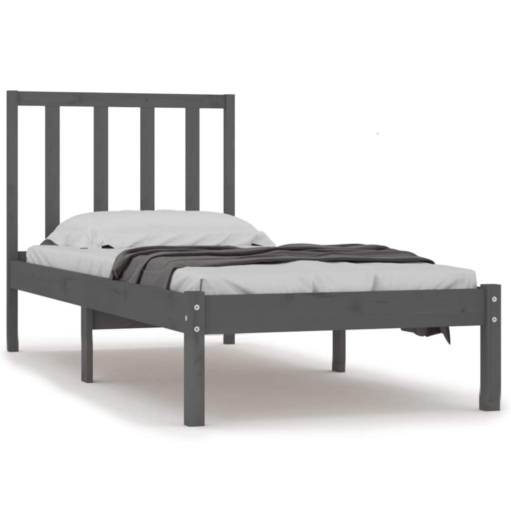 Bedframe Massief Grenenhout Grijs 100X200 Cm