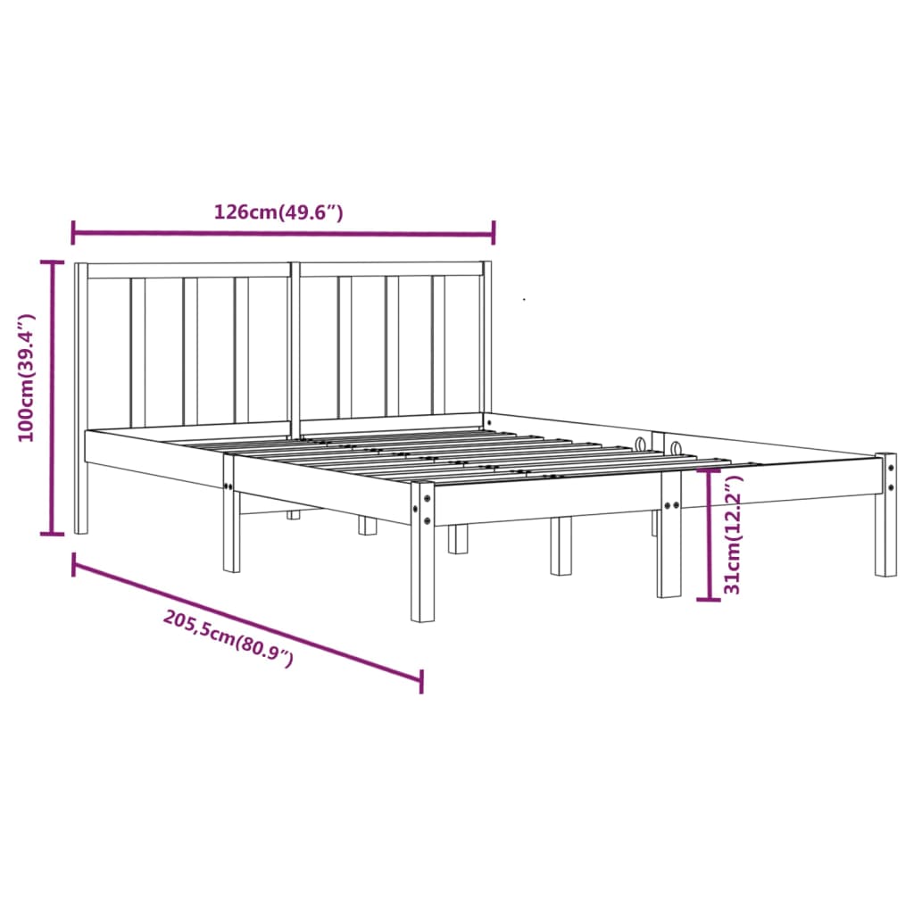 Bedframe Massief Grenenhout Wit 120X200 Cm