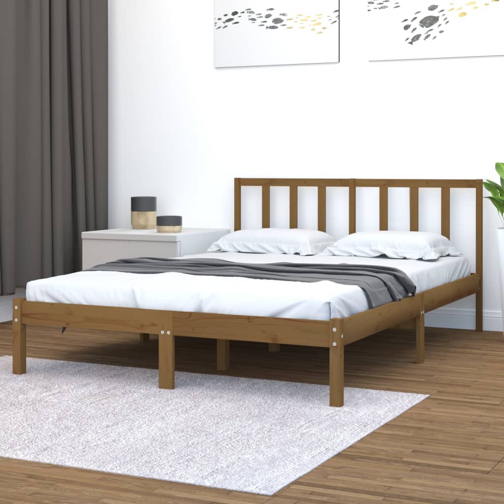 Bedframe Massief Grenenhout Honingbruin 135X190 Cm 4Ft6 Double