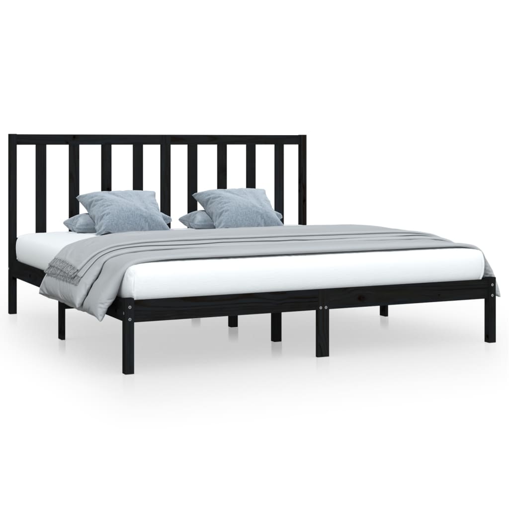 Bedframe Massief Grenenhout Zwart 180X200 Cm 6Ft Super King