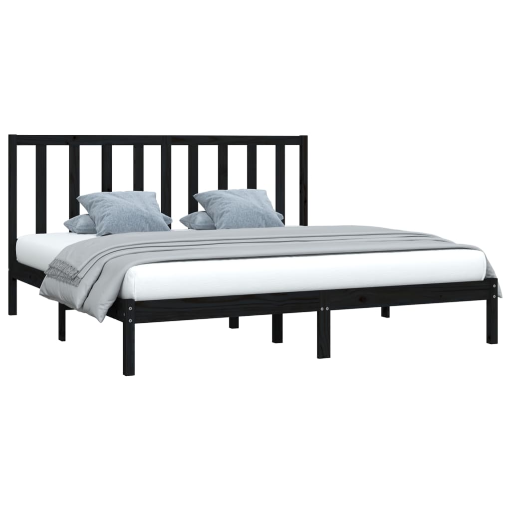 Bedframe Massief Grenenhout Zwart 180X200 Cm 6Ft Super King