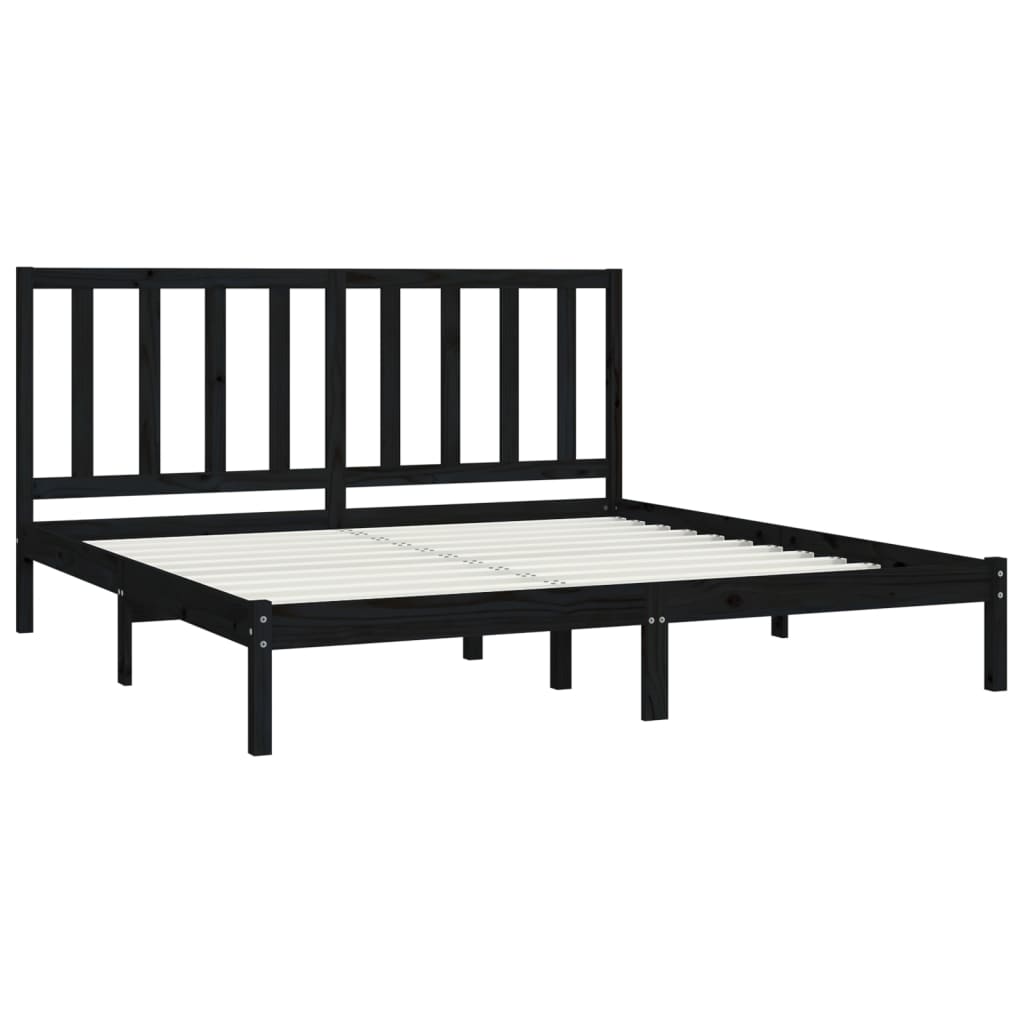 Bedframe Massief Grenenhout Zwart 180X200 Cm 6Ft Super King