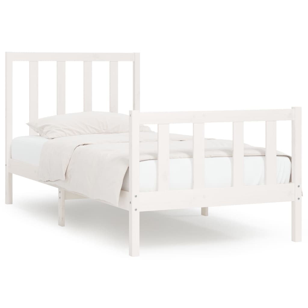 Bedframe Massief Hout Wit 90X190 Cm 3Ft Single
