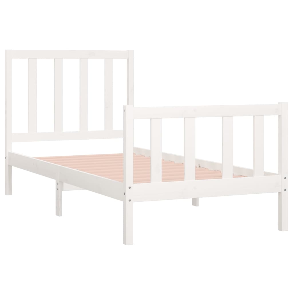 Bedframe Massief Hout Wit 90X190 Cm 3Ft Single