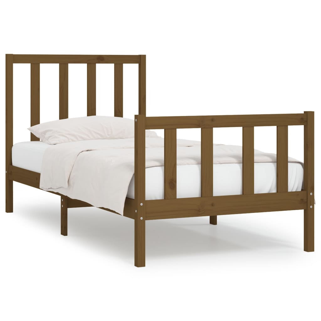 Bedframe Massief Hout Honingbruin 90X190 Cm 3Ft Single