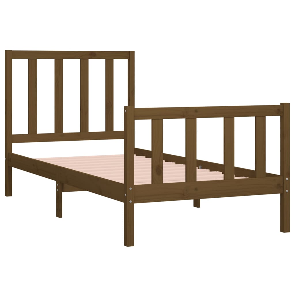 Bedframe Massief Hout Honingbruin 90X190 Cm 3Ft Single