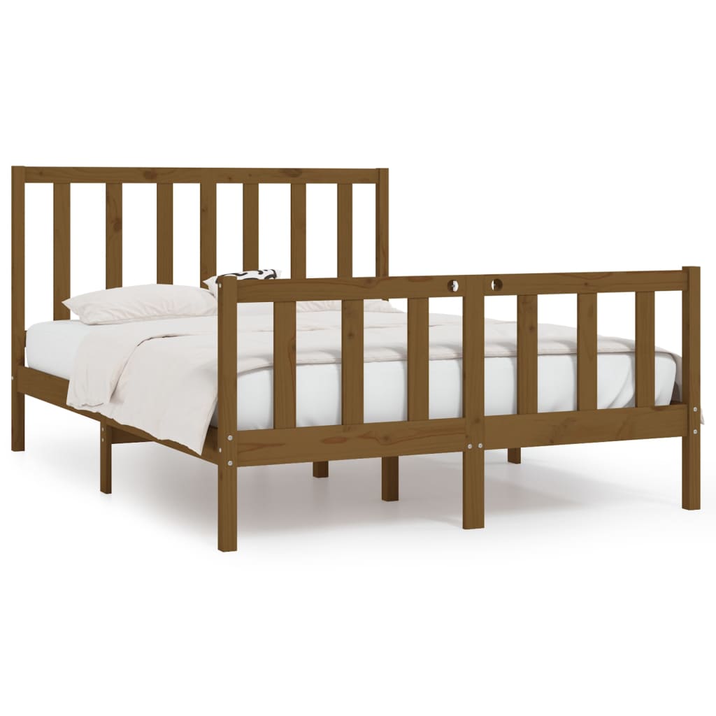 Bedframe Massief Hout Honingbruin 135X190 Cm 4Ft6 Double