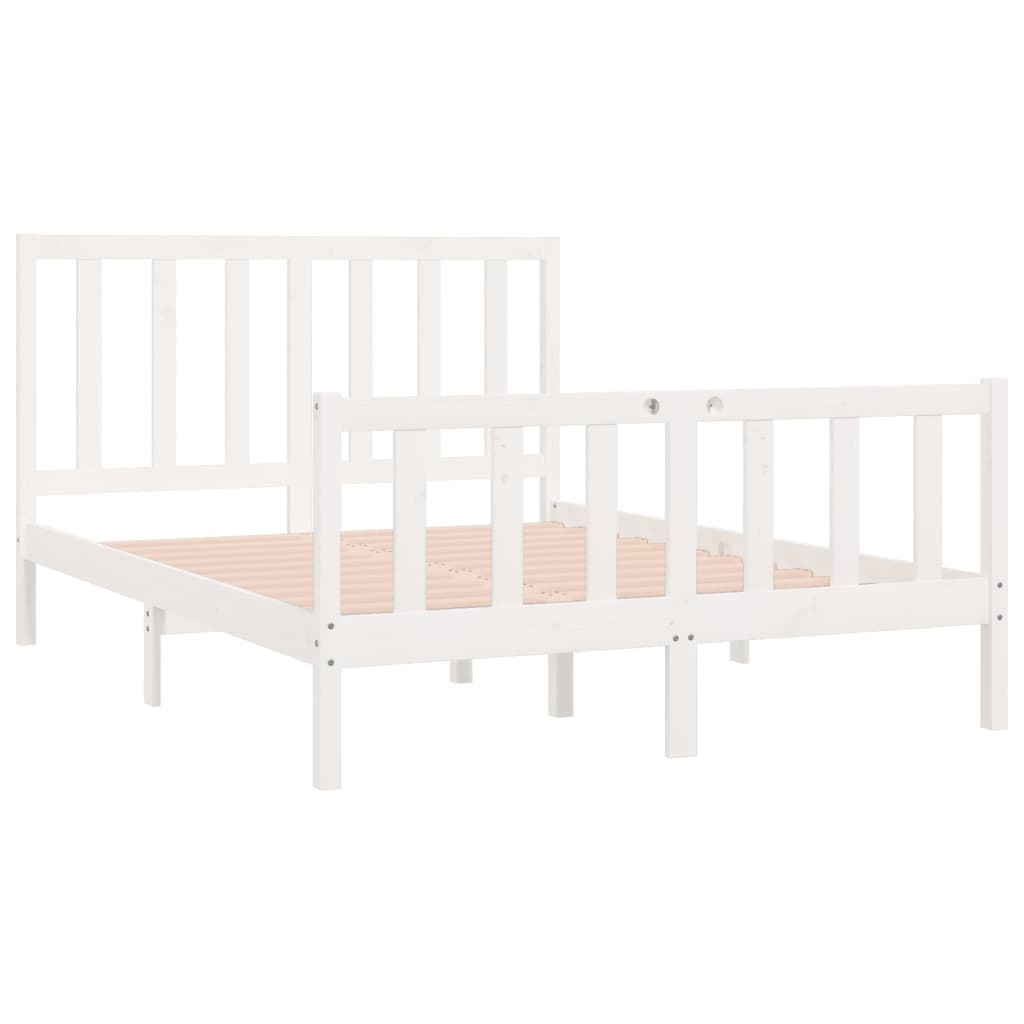 Bedframe Massief Hout Wit 140X190 Cm