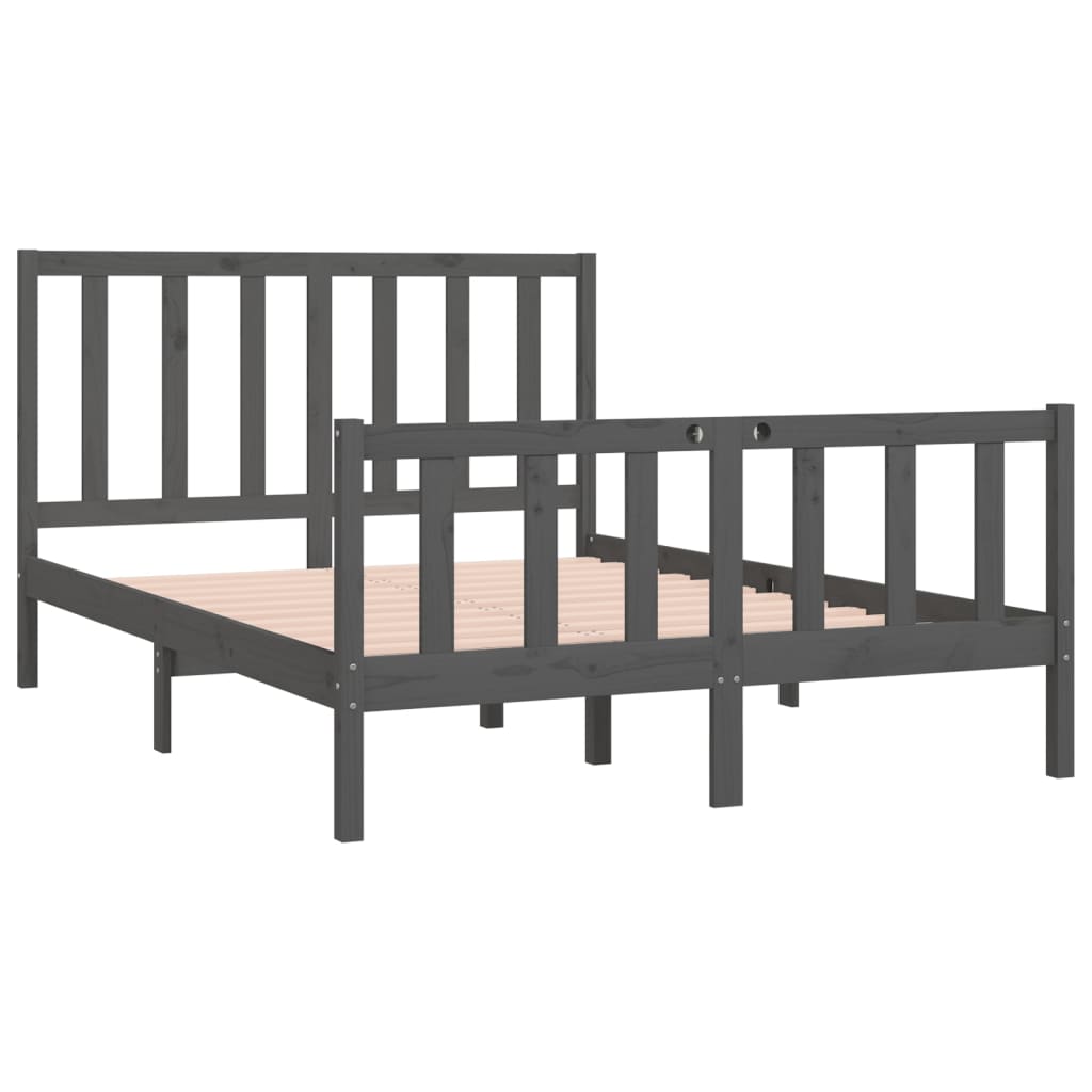 Bedframe Massief Hout Grijs 140X190 Cm