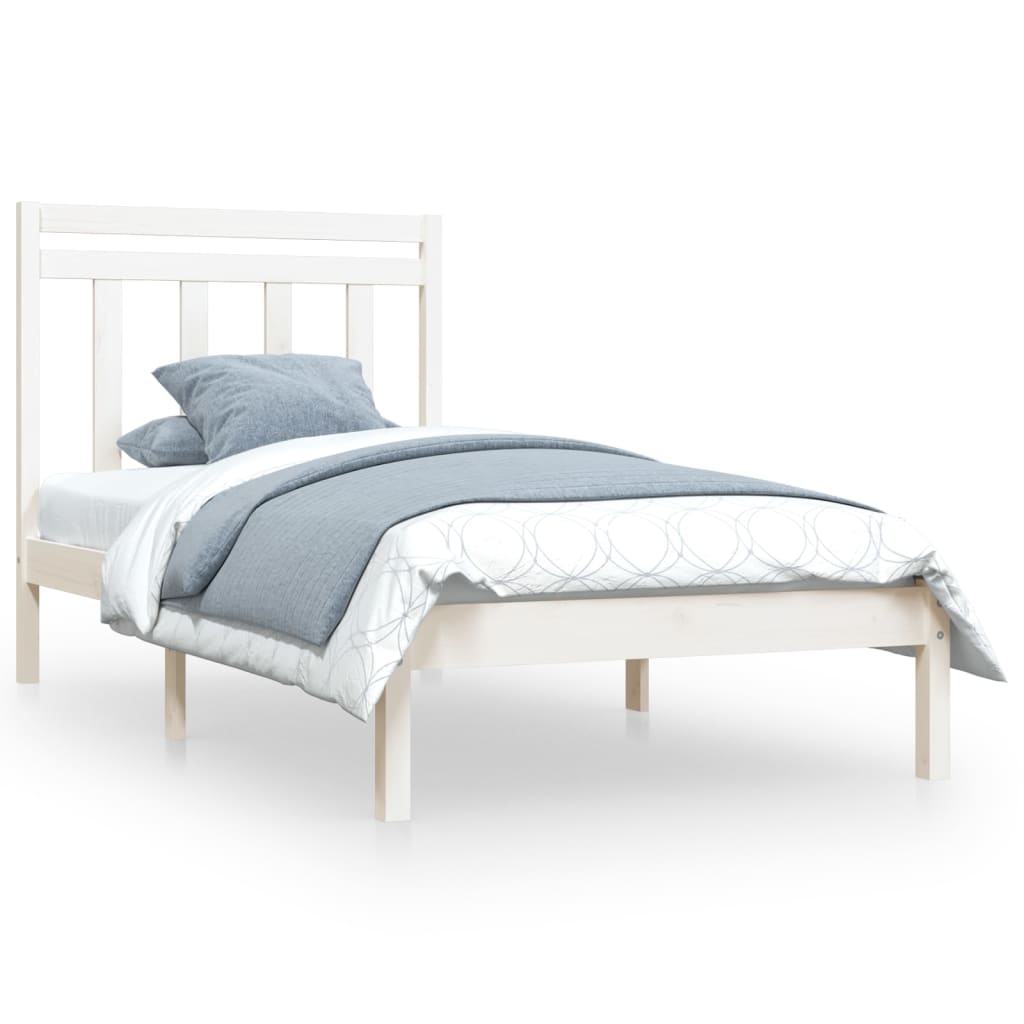 Bedframe Massief Hout Wit 90X190 Cm 3Ft Single