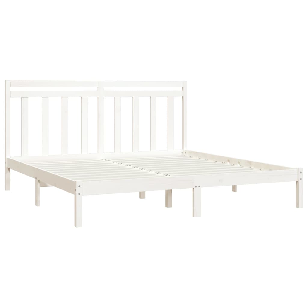 Bedframe Massief Hout Wit 180X200 Cm 6Ft Super King