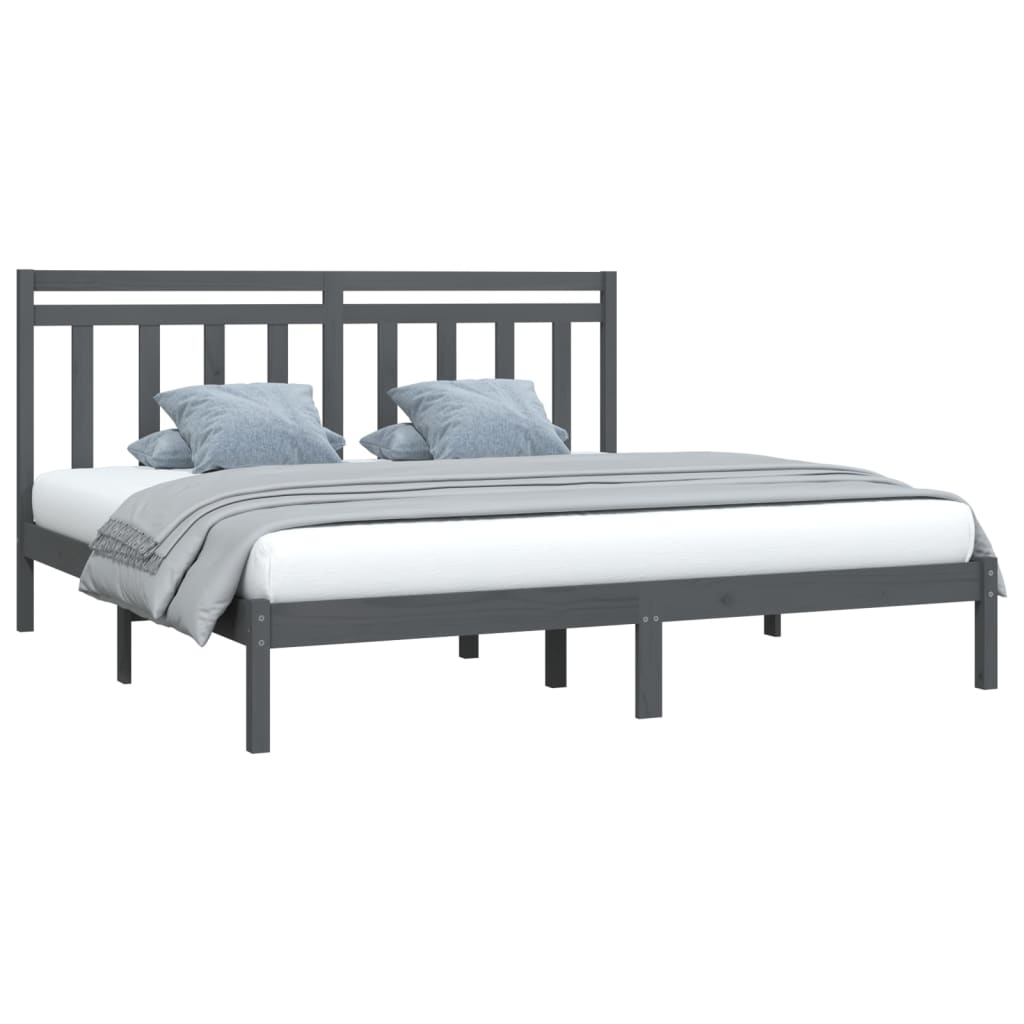 Bedframe Massief Hout Grijs 200X200 Cm
