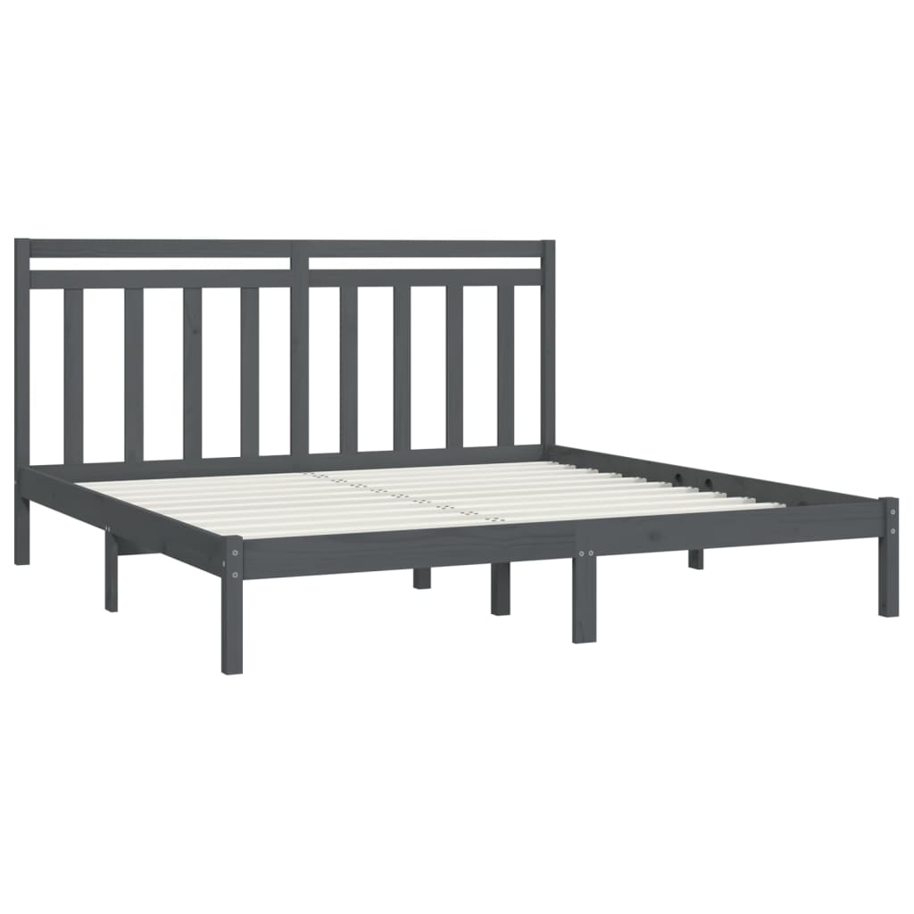 Bedframe Massief Hout Grijs 200X200 Cm