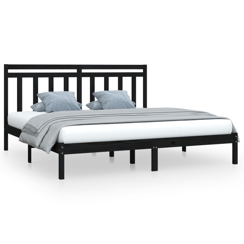 Bedframe Massief Hout Zwart 200X200 Cm