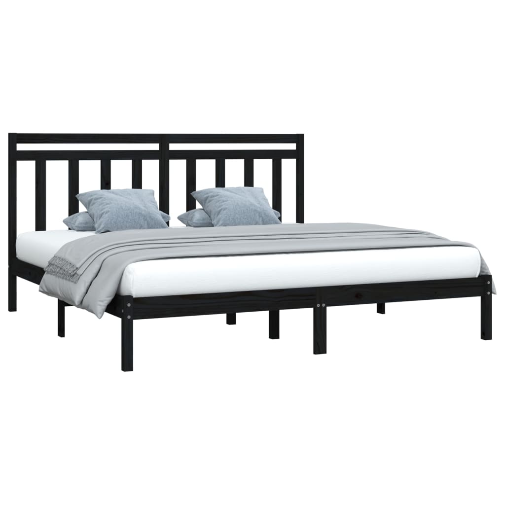 Bedframe Massief Hout Zwart 200X200 Cm