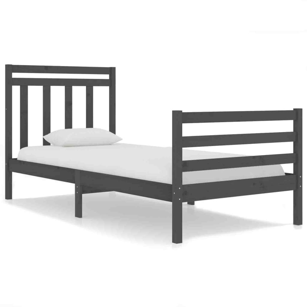 Bedframe Massief Hout Grijs 75X190 Cm 2Ft6 Small Single