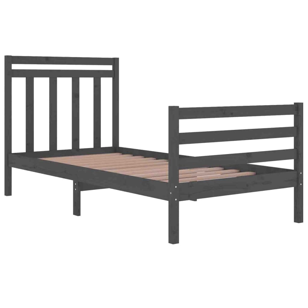 Bedframe Massief Hout Grijs 75X190 Cm 2Ft6 Small Single