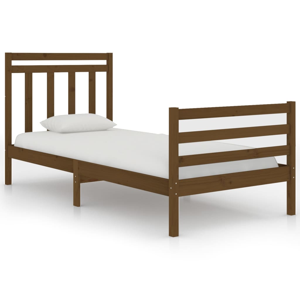 Bedframe Massief Hout Honingbruin 75X190 Cm 2Ft6 Small Single