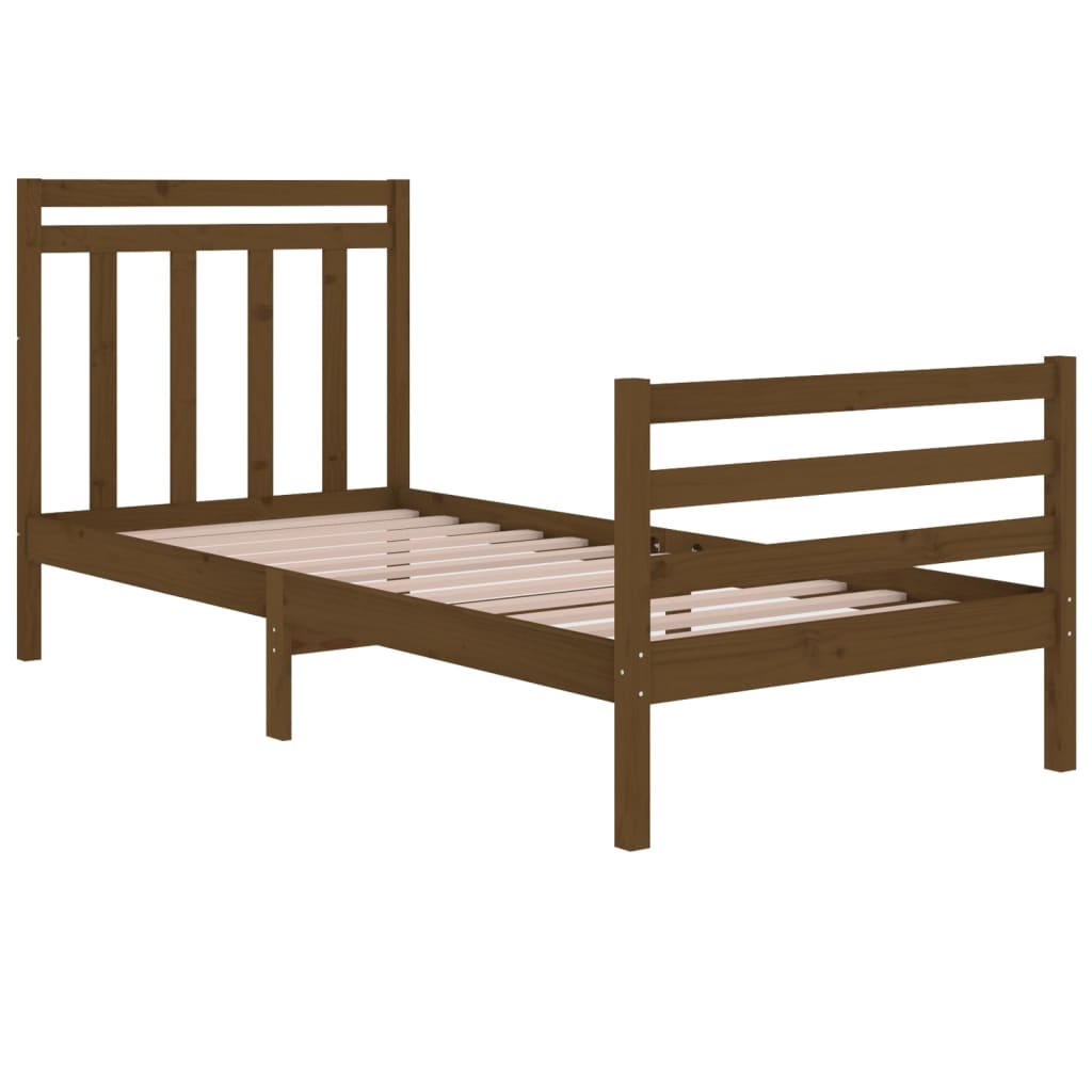 Bedframe Massief Hout Honingbruin 75X190 Cm 2Ft6 Small Single