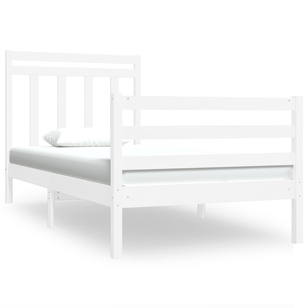 Bedframe Massief Hout Wit 90X190 Cm 3Ft Single