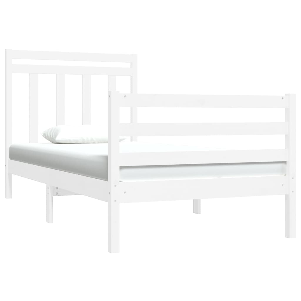 Bedframe Massief Hout Wit 90X190 Cm 3Ft Single