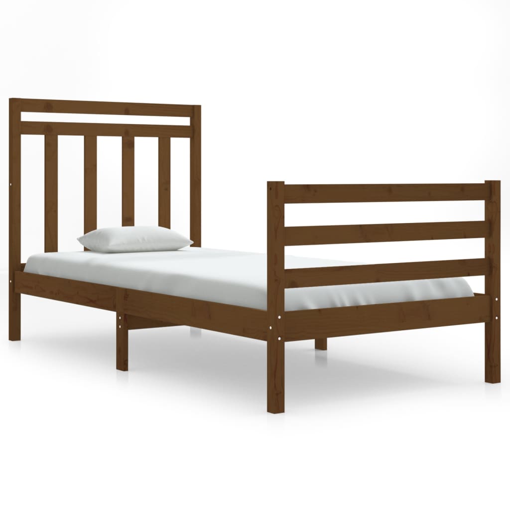 Bedframe Massief Hout Honingbruin 90X190 Cm 3Ft Single