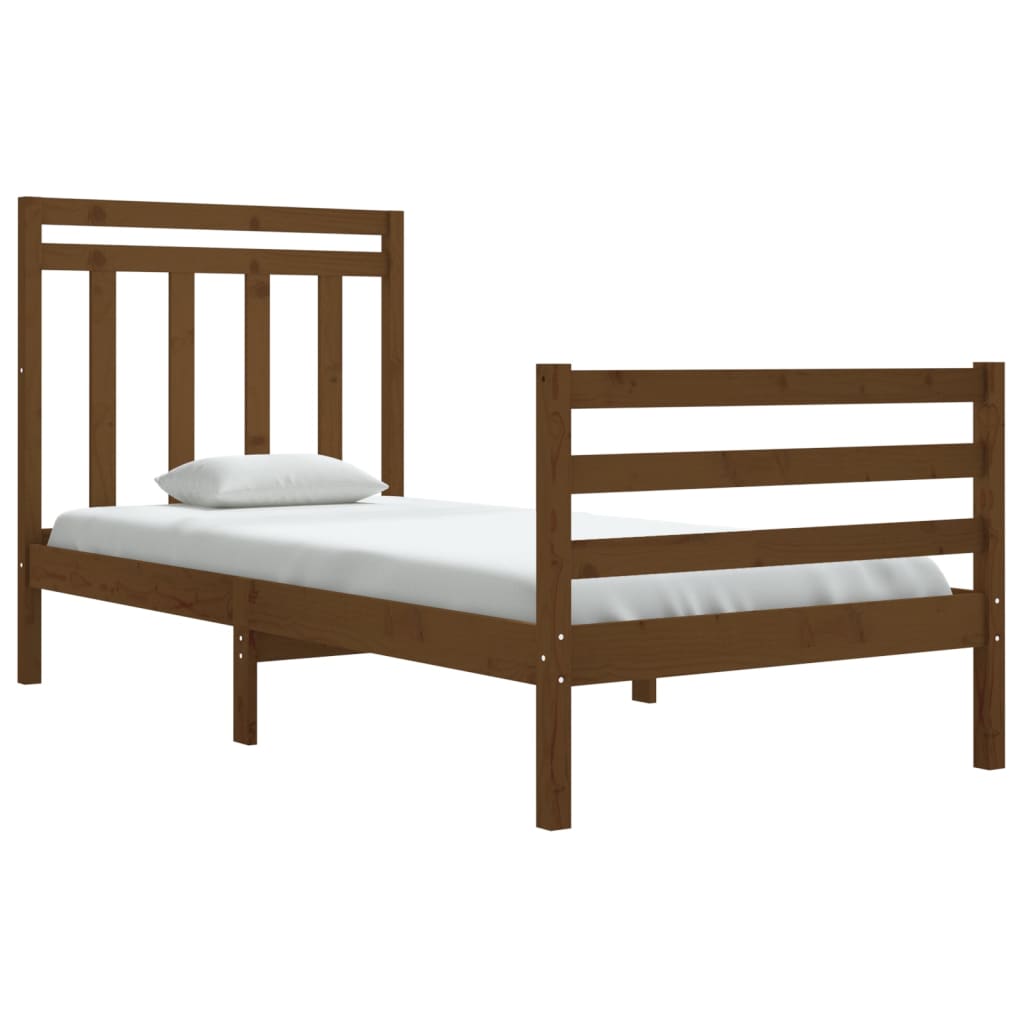 Bedframe Massief Hout Honingbruin 90X190 Cm 3Ft Single