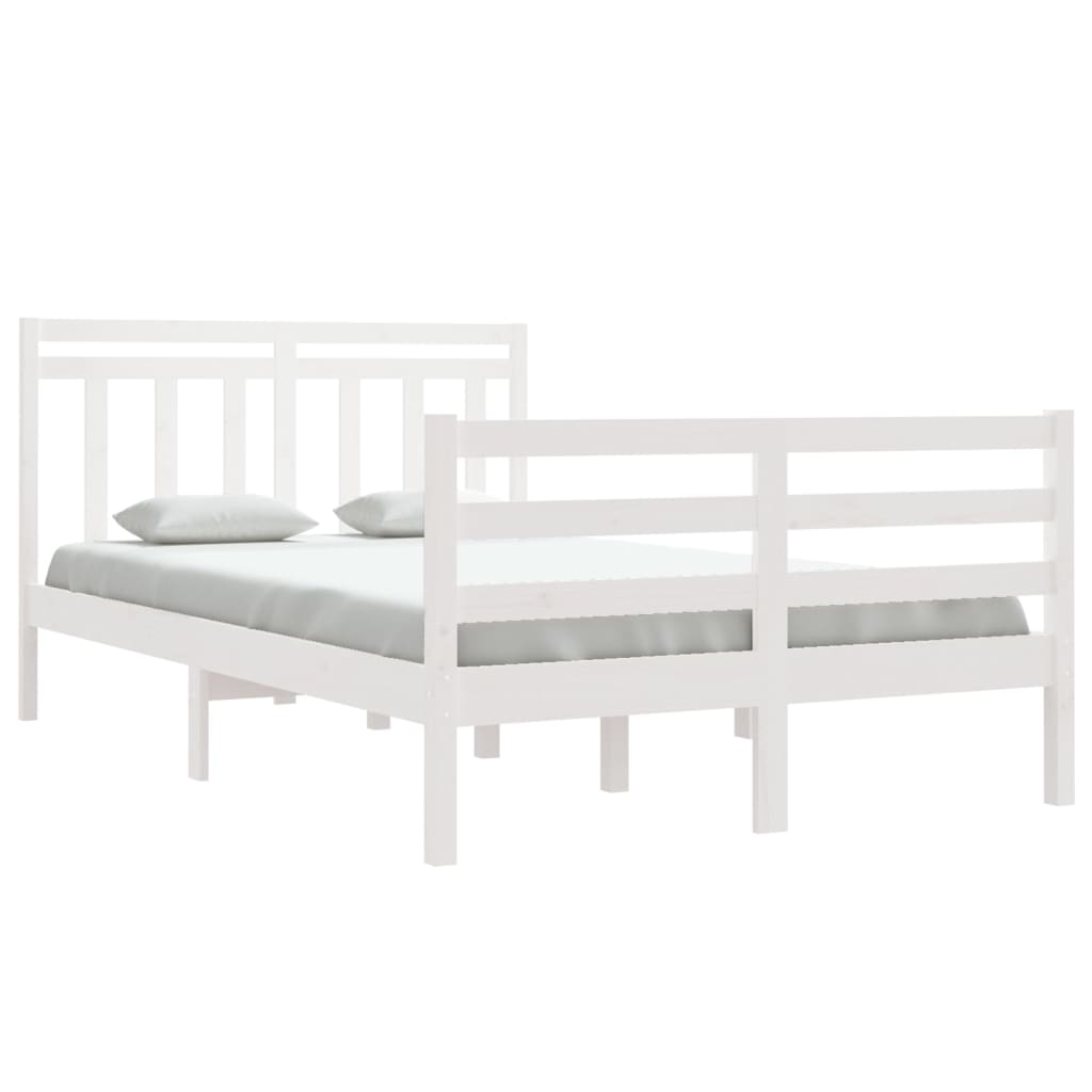 Bedframe Massief Hout Wit 120X190 Cm 4Ft Small Double