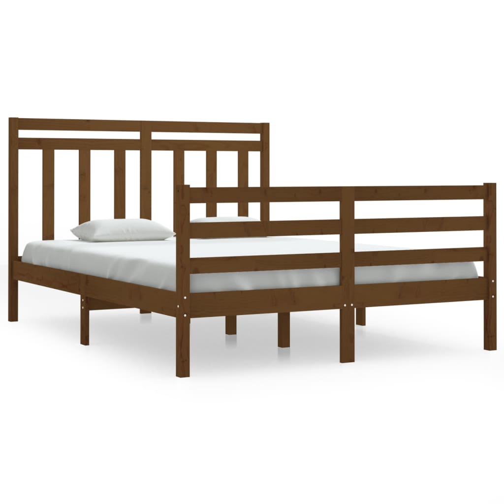 Bedframe Massief Hout Honingbruin 135X190 Cm 4Ft6 Double