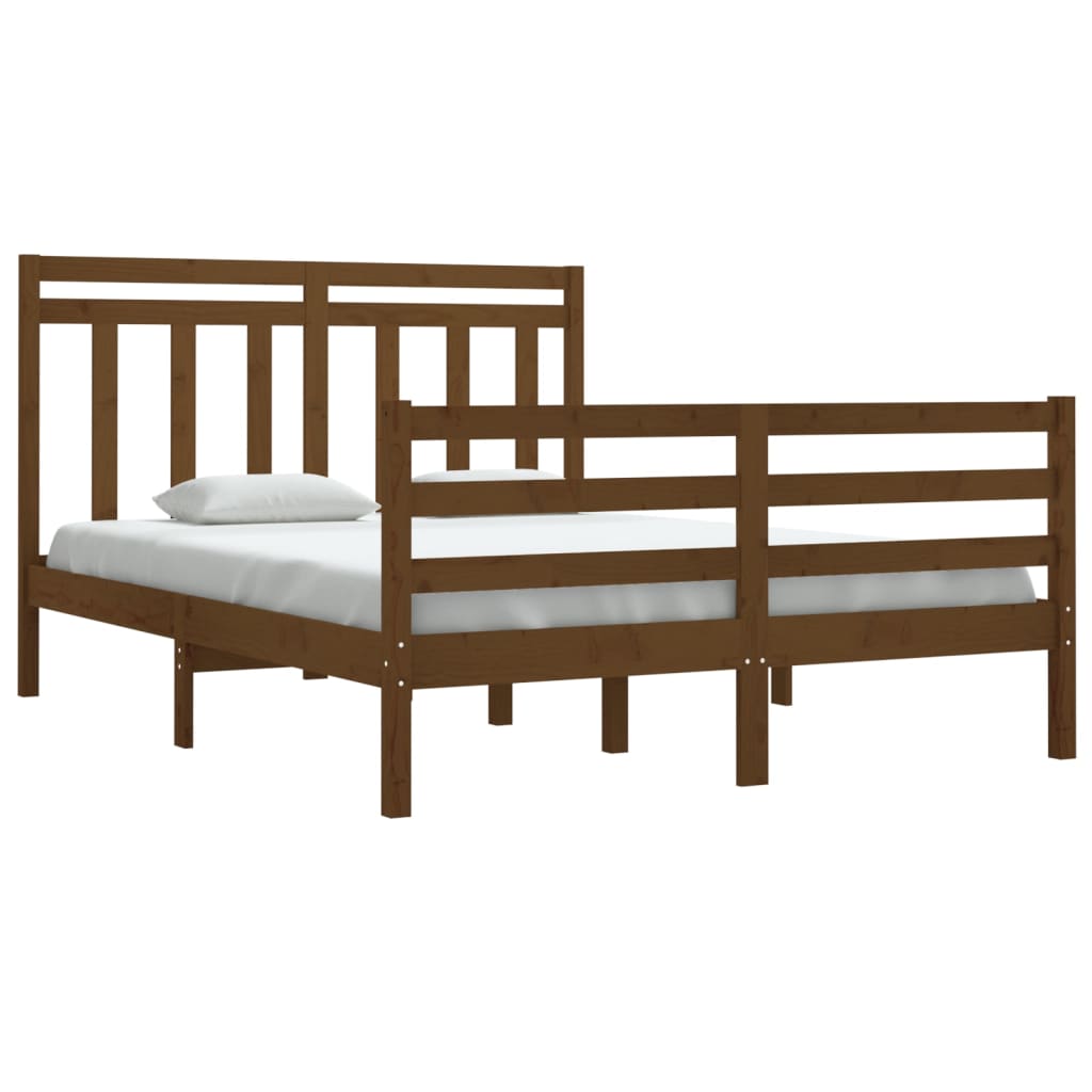 Bedframe Massief Hout Honingbruin 135X190 Cm 4Ft6 Double